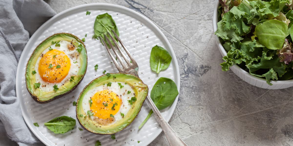 Avocado stuffed with eggs
